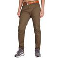 ITALYMORN Basic Chino Trousers Multi Pockets Belted 32 Waist Trousers (Coffee, 40)