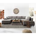 DELIFE Wohnlandschaft Abilene 325x230 cm Khakibraun Schlaffunktion Ottomane variabel, Schlafsofas