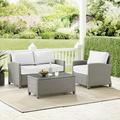Bradenton 3Pc Outdoor Conversation Set - Sunbrella White/Gray - Loveseat, Armchair, & Coffee Table - Crosley KO70027GY-WH