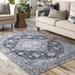 Mondragon 4' x 6' Traditional Updated Traditional Farmhouse Black/Dusty Pink/Gray/Light Gray/Mauve/Off White Washable Area Rug - Hauteloom