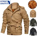 Blouson aviateur en coton militaire pour hommes veste à capuche Cargo manteau coupe-vent