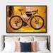 IDEA4WALL Mountain Bike Against Bright Yellow Background - Floater Frame Painting on Canvas Canvas | 16 H x 24 W x 1.5 D in | Wayfair 8022271714365