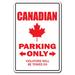 Trinx Baldev Parking Canada Sign Resin/Plastic | 8 H x 12 W x 0.1 D in | Wayfair C7AAA97057FD4531BA04B1A1EDD916F3