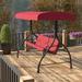 Arlmont & Co. Taylor 3-Seat Outdoor Steel Converting Patio Swing Canopy Hammock w/ Cushions Metal in Red | 68 H x 68 W x 48 D in | Wayfair