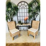 Bayou Breeze Hennigan Side Chair Upholstered/Wicker/Rattan/Fabric in Brown | 41 H x 20 W x 22 D in | Wayfair F823CF1A46B644BB9CE841A62DD3FAAC