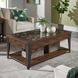 Trent Austin Design® Reasor Dark Wood & Metal Coffee Table Glass/Metal in Brown | 17.8 H x 47.65 W x 27.9 D in | Wayfair