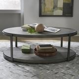 Trent Austin Design® Mcmakin Floor Shelf Coffee Table w/ Storage Wood in Brown/Gray | 18 H x 51 W x 30 D in | Wayfair