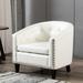 Linen Fabric/ PU Tufted Barrel ChairTub Chair for Living Room Bedroom Club Chairs