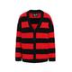 Hell Bunny Nevermind Grunge Punk Wide Stripe Oversized Knitted Cardigan - Red (S)