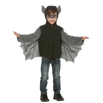 Fledermaus-Oberteil für Kinder, schwarz/grau