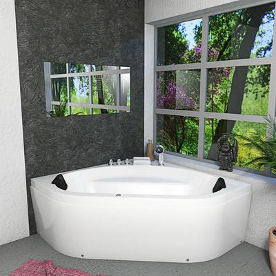 Whirlpool Pool Badewanne Eckwanne Wanne W20-SC 140x140cm mit Farblicht, aktive Schlauch-Reinigung