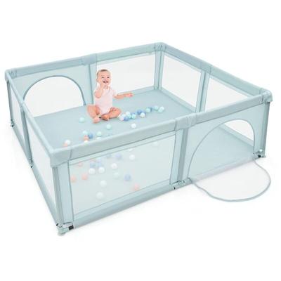 COSTWAY Baby Laufstall mit 50 Spielbaellen, Laufgitter mit atmungsaktivem Netz und Reissverschluss,