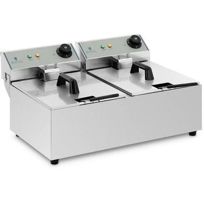 Elektro-Doppel-Fritteuse Edelstahl 2x3200 w Kapazität 2x10L Fettbackgerät Image