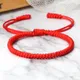 Bracelet porte-bonheur en fil de Nylon rouge Bracelet bouddhiste tibétain tressé à la main nœuds