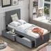 Upholstered Twin Platform Bed With Headboard And Two Drawers