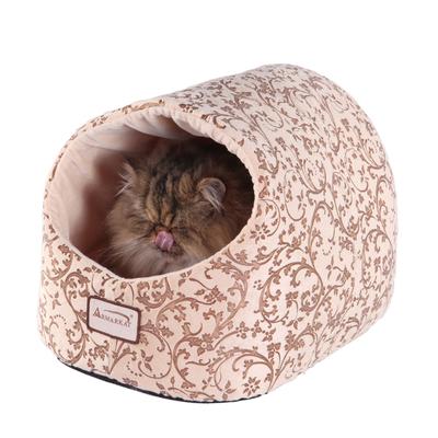 Winter Soft Warm Cat Dog Cave Bed by Armarkat in Beige