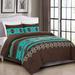 Foundry Select 3 Piece Western Southwestern Native American Design Comforter Set Multicolor Teal Coffee Brown Embroidered Queen Size Navajo Bedding Set- Makala Down/Microfiber | Wayfair