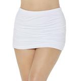 Plus Size Women's Shirred High Waist Swim Skirt by Swimsuits For All in White (Size 12)