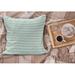 East Urban Home Mint Fluffy Throw Pillow Cushion Cover, Horizontal Wavy Lines White Striped Abstract Soft Toned Nautical Art Display | Wayfair