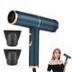 DOKIAUTO Ionic Hair Dryer Fashion T Style 1800W with 2 Nozzles Concentrators 2 Speed Smooth Blow Dryer for Home Salon Hair Styling One Button Hot Cool Wind Blower - Blue Green