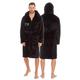 Personalised Mens Hooded Dressing Gown Bath Robe Nightwear Sleepwear Black Front Right Side Thread Light Grey L