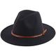 Lanzom Women Lady Retro Wide Brim Floppy Panama Hat Belt Buckle Wool Fedora Hat, X Belt-black, One Size