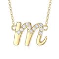 SISGEM 9 ct Gold Initial Necklace, Solid Yellow Gold M Letter Necklace with 5A Cubic Zirconia, for Women Girls Ladies Mum Sisters, 16"+1"+1"