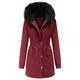 HarryHyar Women Winter Jackets Faux Fur Puffer Jacket Thicken Parka with Hood Plus Size Warm Outerwear Overcoat Claret L