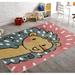 White 63 x 47 x 0.4 in Rug - Redwood Rover Area Rug Bedroom Animal Face Pink Hedgehog Modern Decor Nursery Playroom Carpet Mat | Wayfair