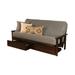Somette Monterey Sofa in Espresso Finish with Storage Drawers and Removable Mattress Cover