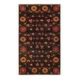 Overton Hand Knotted Wool Vintage Inspired Modern Contemporary Suzani Black Area Rug - 8' 4" x 14' 4"