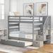 Twin over Twin/Full Bunk Bed with Twin Trundle, 3 Open Compartments and 4 Drawers