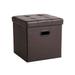 Faux Leather Folding Storage Ottoman Cube Foot Rest Stool Seat with Hole Handle - Brown