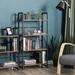 Industrial Bookshelf, Folding Bookcase, 4-Tier Ladder Shelf, Wood Look Accent Furniture with Metal Frame