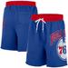 "Men's Nike Royal Philadelphia 76ers 75th Anniversary Courtside Fleece Shorts"