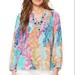 Lilly Pulitzer Tops | Lilly Pulitzer Elsa Silk Top Xxs "Electric Feel" Print | Color: Blue/Pink | Size: Xxs