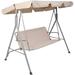 3-Seat Outdoor Patio Swing Chair Adjustable Canopy & Anti-Slip Padded Feets, Beige - 73" (L) x 45" (W) x 64" (H)