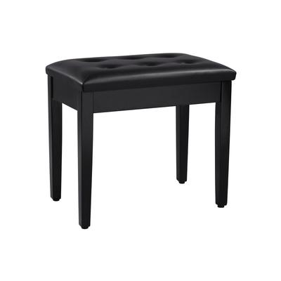 Black Wood Piano Bench with Padded Cushion and Hidden Storage Compartment for Music Books - 13.8"D x 22"W x 19.5"H