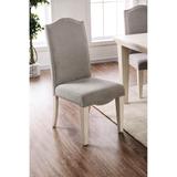 Fabric Upholstered Wooden Side Chair, White And Gray, Pack Of Two - 41 H x 18.5 W x 23.75 L Inches