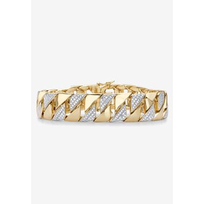 Men's Big & Tall Men's Yellow Gold Plated Diamond Accent Link Bracelet (14.5mm), 9.5 inches by SETA in Gold