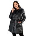 Woodland Leathers Ladies 3/4 Drawstring Parka Coat, Womens Leather Parka Jacket Made From the Super Soft Sheep Aniline Leather (Black, L / 14)