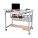 Techni Mobili Rolling Glass Desk Glass/Metal in Gray | 30 H x 39.5 W x 23.75 D in | Wayfair RTA-3788-MPL04