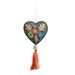 The Holiday Aisle® Embroidered Fabric Heart Holiday Shaped Ornament Fabric in Black/Blue/Orange | 7.75 H x 4 W in | Wayfair