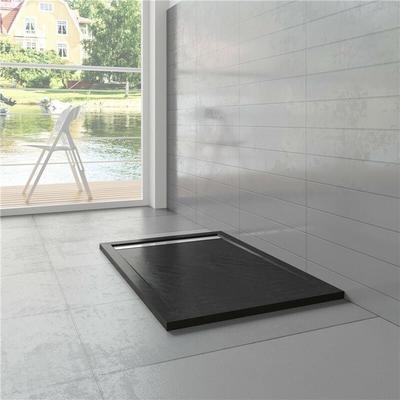 70x80x3cm Rechteck Schwarz Stein-Effekt Duschwanne mit Ablaufgarnitur