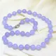 Collier de perles rondes en pierre de jades violets spéciaux jolis bijoux de calcédoine cadeau