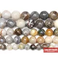 Pierre naturelle feuille de bambou cornaline Agate perles rondes 15 pouces brin 4 6 8 10 12MM taille
