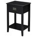 VECELO, Modern Wood Nightstand with 1-Drawer & Storage Shelf, White/ Black