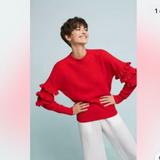 Anthropologie Sweaters | Anthropologie Tiered Ruffled Pullover Sweater By Line & Dot Sz Sp | Color: Red | Size: Sp