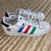 Adidas Shoes | Adidas Superstar Embroidered White Leather Sneakers Us6.5 | Color: Black/White | Size: 6.5