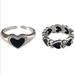 Free People Jewelry | Antique Silver Stackable Ring Set | Color: Black/Silver | Size: Os